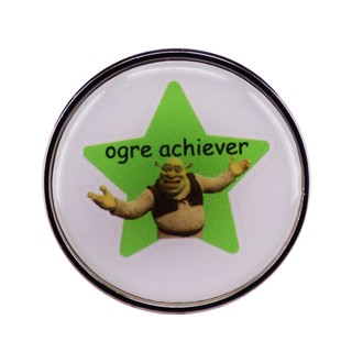 Ogre Achiever เข็มกลัด รูปการ์ตูนดาว สีเขียว สําหรับติดปกเสื้อ