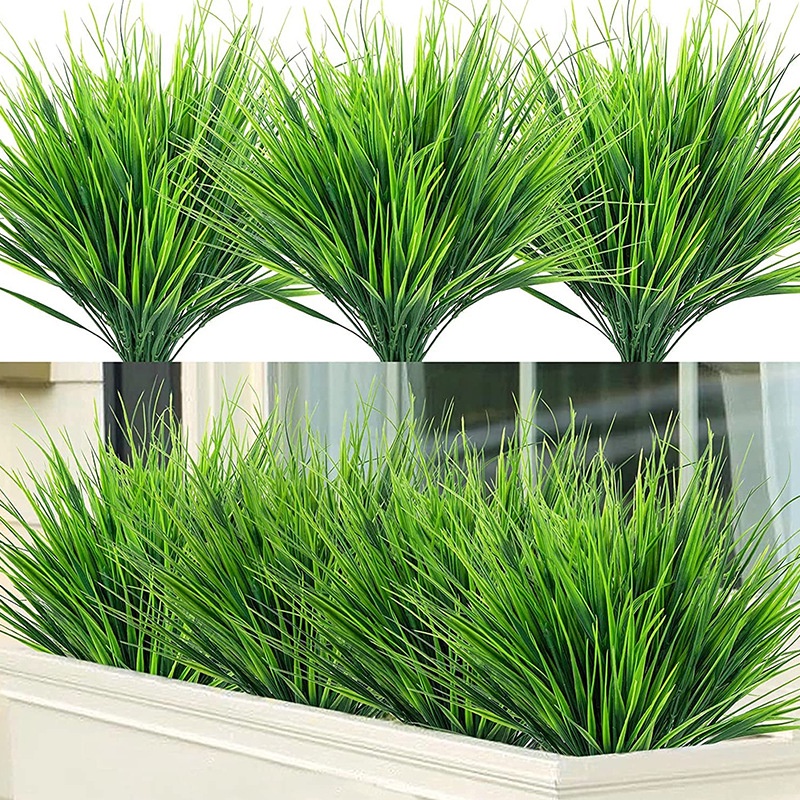 หญ้าเทียม 7 ส้อม พลาสติก สีเขียว สําหรับตกแต่งสวน