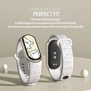 สําหรับ Xiaomi miband 9 Mi Band 8 miband 7 miband 6 miband 5 สาย 3D เลเซอร์นูนเปลี่ยนสายรัดข้อมือสร้อยข้อมือซิลิโคนสําหรับ Xiaomi Band 7 สาย miband 5 miband 6 สาย