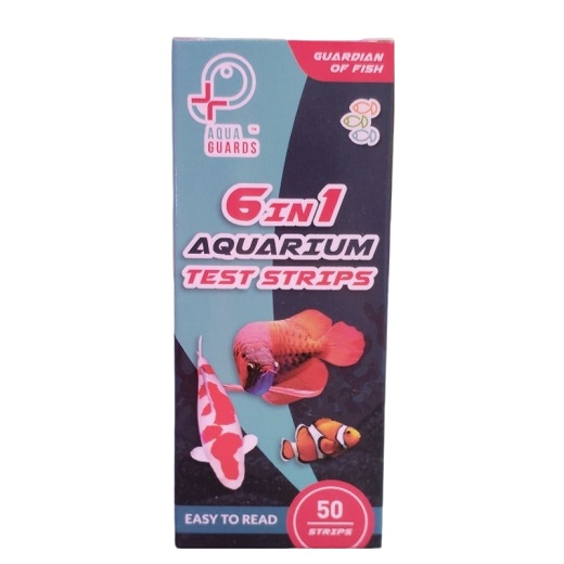 แถบทดสอบตู้ปลา Aqua Guard 6 In 1 50test [no3 , no2 , คลอรีน , gh , kh , ph]