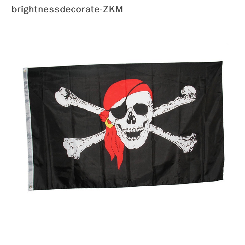[Brightdecorate] ธงโจรสลัด ธงหัวกะโหลก ผ้าใบโพลีเอสเตอร์ พร้อมปลอกยางทองเหลือง ธีมฮาโลวีน ปาร์ตี้ กลางแจ้ง 30x45 ซม. 1 ชิ้น [TH]