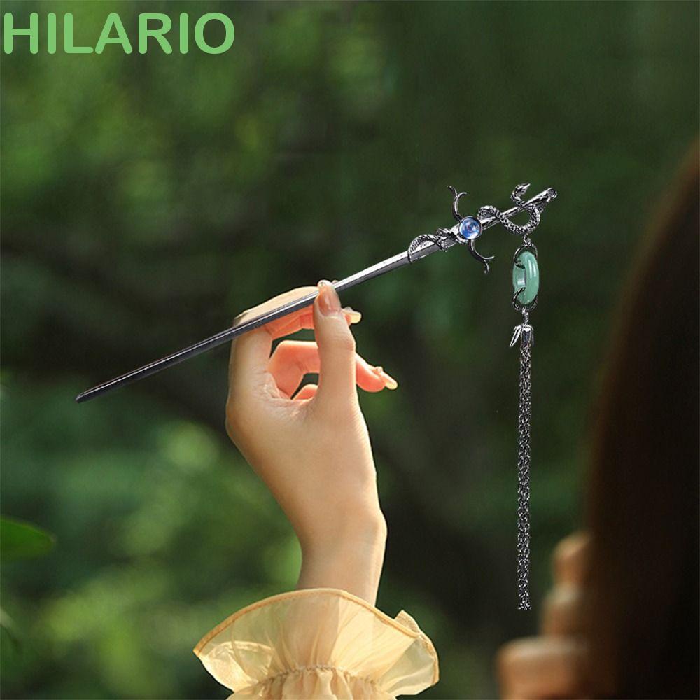 Hilario ใหม่ กิ๊บติดผม ทองแดง รูปงู ประดับพู่ สไตล์จีน หรูหรา สําหรับผู้หญิง