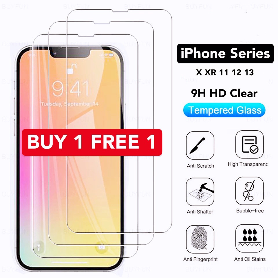 ฟิล์มกระจกนิรภัยกันรอยหน้าจอ 9H HD สําหรับ Iphone 15 14 13 12 11 11 Pro 11 Pro MAX Pro MAX Mini X XR XS XS MAX 6 7 8 Plus
