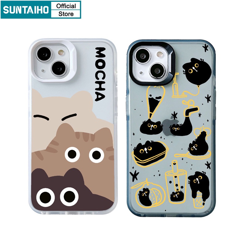 Suntaiho เคสไอโฟน เคสโทรศัพท์มือถือ ซิลิโคนนิ่ม TPU ใส กันกระแทก ลายแมวน่ารัก สําหรับ Iphone 11 12 13 14 15 Pro Max IP 7 8 Plus Iphon X Xs XR XsMax