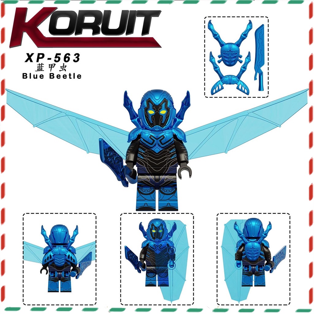ของเล่นเด็ก โมเดลตุ๊กตาฟิกเกอร์ Marvel hero series Blue Beetle ขนาดเล็ก เสริมการเรียนรู้เด็ก