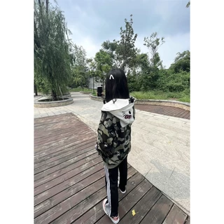 เสื้อคลุมด้วยผ้าคาร์ดิแกนน่ารักพิมพ์ลายซิปเสื้อกันหนาวฤดูใบไม้ผลิและฤดูใบไม้ร่วงแฟชั่นผู้หญิง