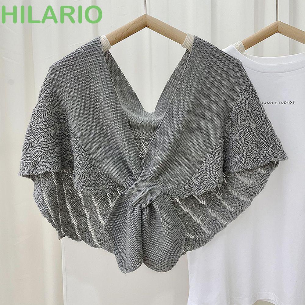 Hilario ผ้าพันคอ ผ้าถัก ขนาดเล็ก สีพื้น สไตล์วินเทจ สําหรับผู้หญิง