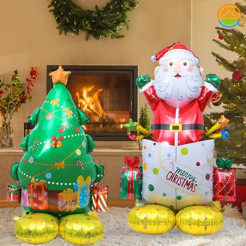 ลูกโป่งเป่าลม รูปต้นคริสต์มาส ซานตาคลอส กวาง สโนว์แมน ดวงจันทร์ สําหรับตกแต่งปาร์ตี้คริสต์มาส