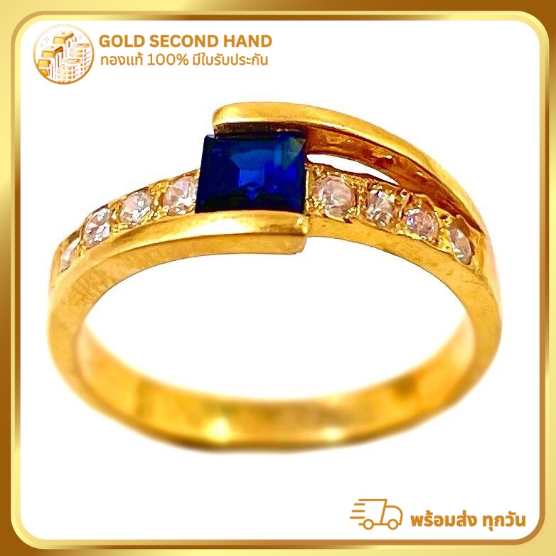 แหวนพลอยทองคำแท้ 90% (หนัก 3.1 กรัม  มีใบรับประกันจากทางร้านทอง) R01/11/2023 .7