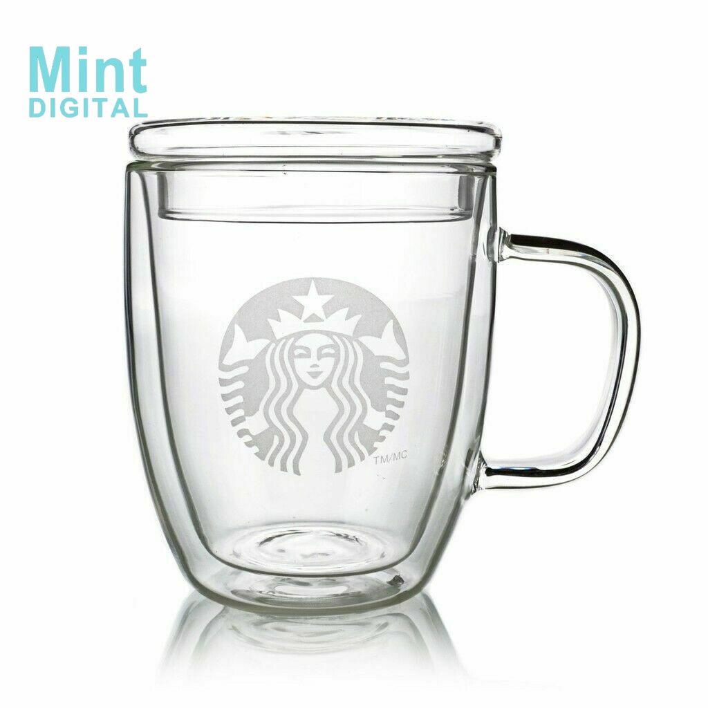 Starbucks แก้วกาแฟ ลาเต้ แบบสองชั้น ทนความร้อน พร้อมฝาปิด มีหูจับ