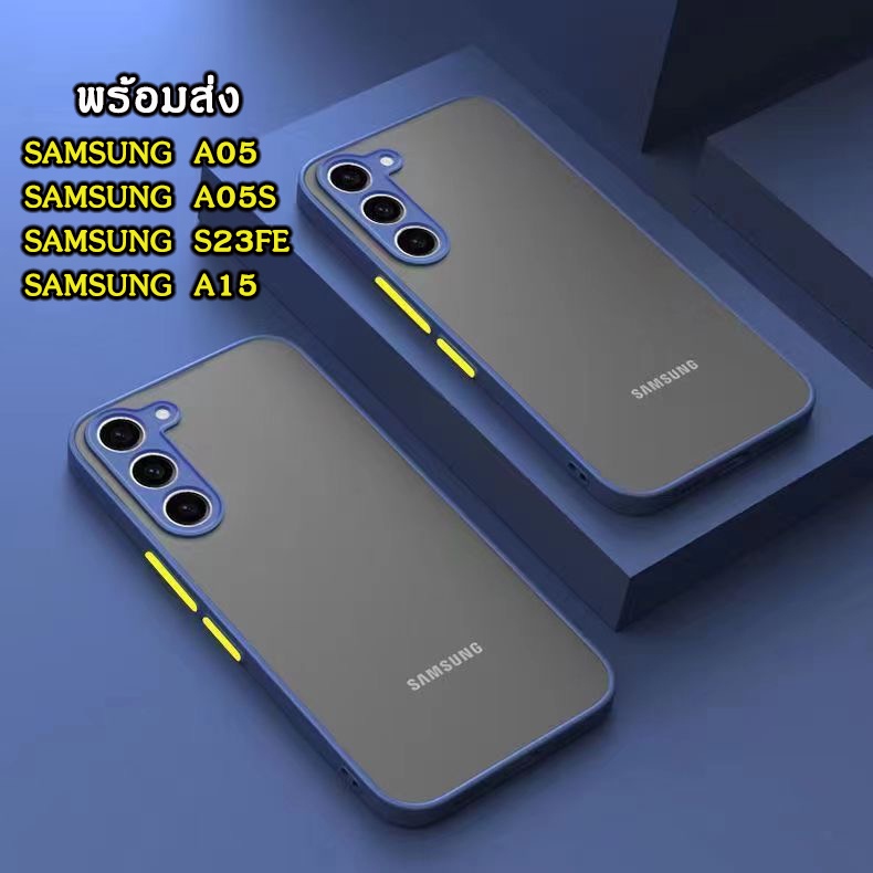 เคสกันกระแทก A05 A05Sเคสขอบสีหลังด้าน สำหรับ Samsung A15 A05 A05S A24 A34 A54 A14 A04S เคสกันกระแทก 