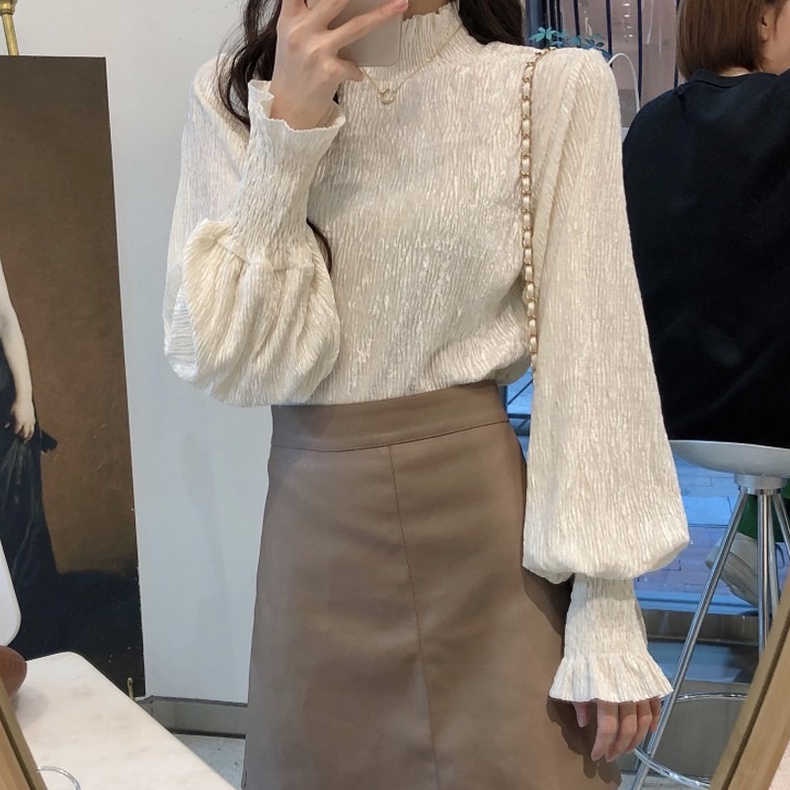 เสื้อเชิ้ตแขนยาว คอสูง ทรงหลวม สไตล์ใหม่ แฟชั่นฤดูใบไม้ร่วง สําหรับผู้หญิง