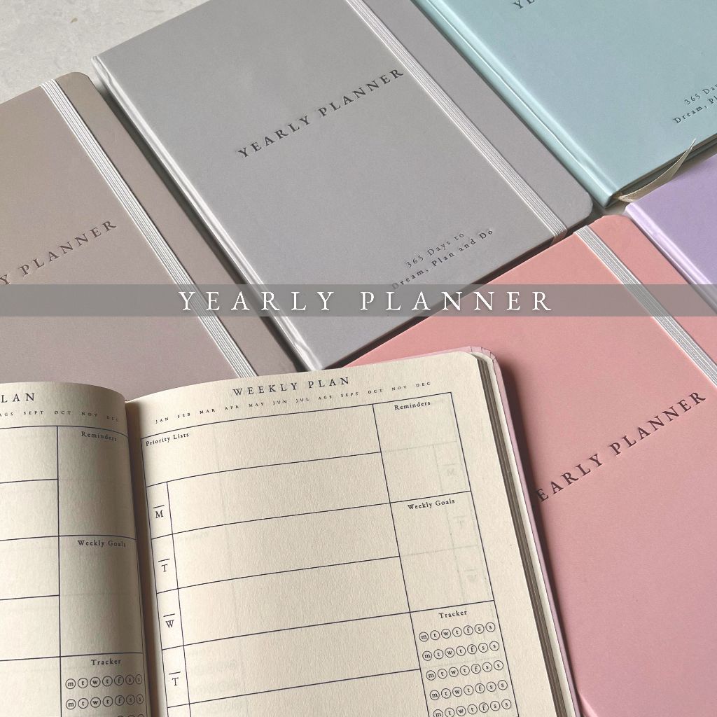 ปี Planner 2026 One Year Planner Agenda ปกแข็งหนังสือประจําปี Journalling Weekly Planner โดย pelnopa