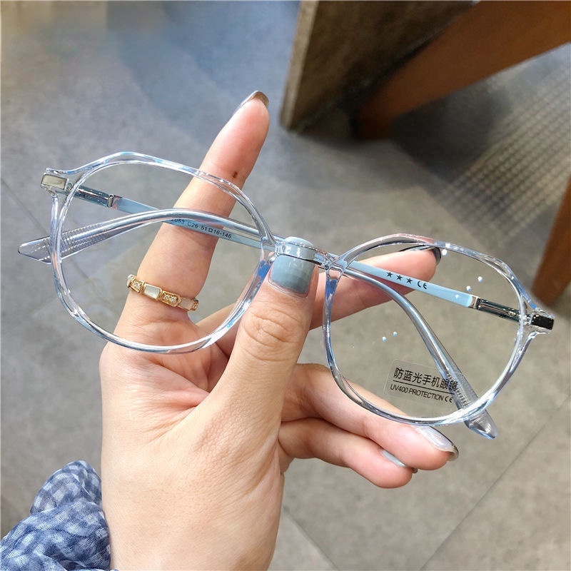 แว่นสายตาสั้น 0.25 ถึง -6.25 ป้องกันแสงสีฟ้า กรอบเหลี่ยม สไตล์เกาหลี แว่นตาสำหรับผู้หญิงผู้ชาย 078