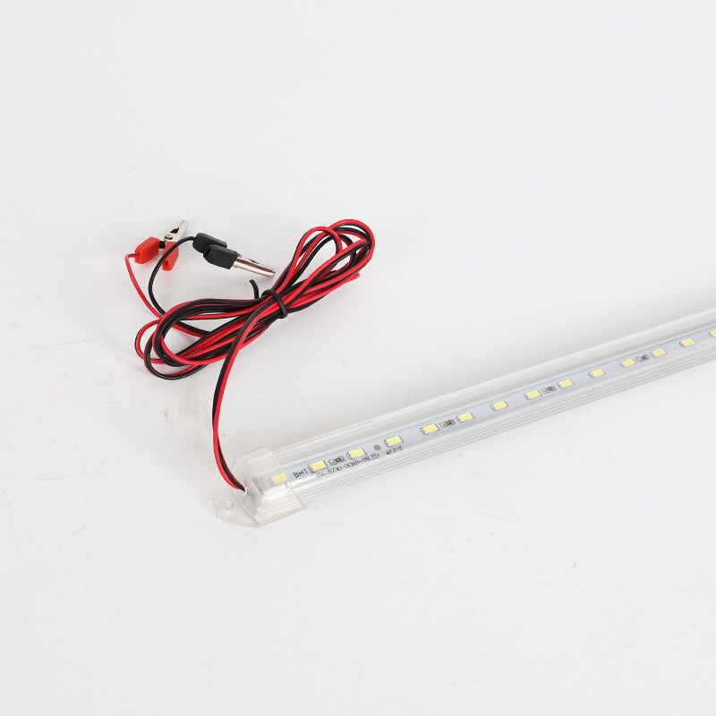 LuoBen ชุดหลอดไฟ พร้อมสาย ปากคีบแบต LED T8 12V DC ขนาด 9W 30 cm แสงสีขาว ฝาครอบใส สายยาว1.5เมตร