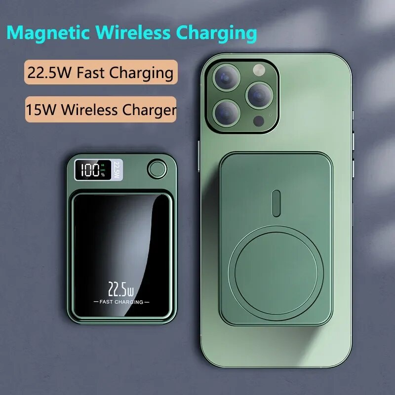 Magnetic Qi Wireless Charger Power Bank 22.5W Fast Charging for iPhone 14 13 12 11 Samsung Huawei Xiaomi Mini Powerbank