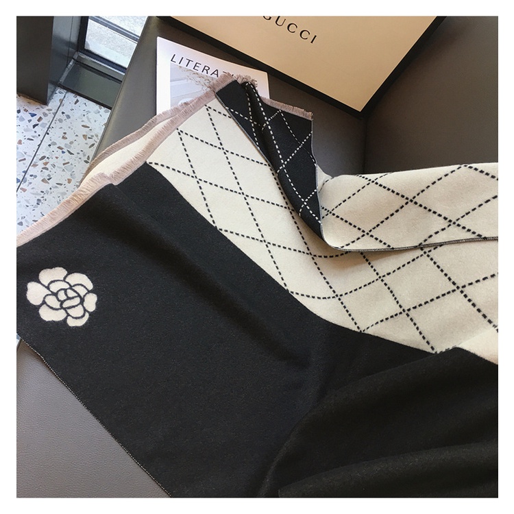 ผ้าคลุมไหล่ ผ้าพันคอ ผ้าแคชเมียร์ แบบถัก แบบหนา ให้ความอบอุ่น แฟชั่นสไตล์เกาหลี - รูปที่ 4