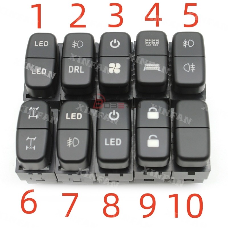 Xinfan ปุ่มสวิตช์เปิดปิดไฟตัดหมอก LED สีแดง สําหรับ Mitsubishi Pajero Triton ASX Lancer DC12V