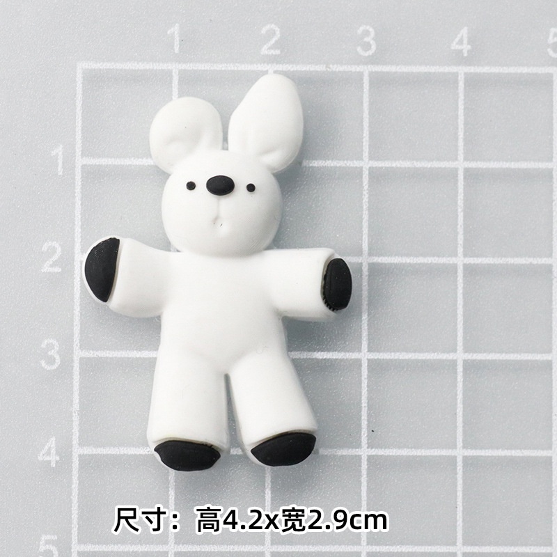 สีดําสีขาวกระต ่ าย Jibbitz Charm ตกแต ่ งรองเท ้ า PVC
