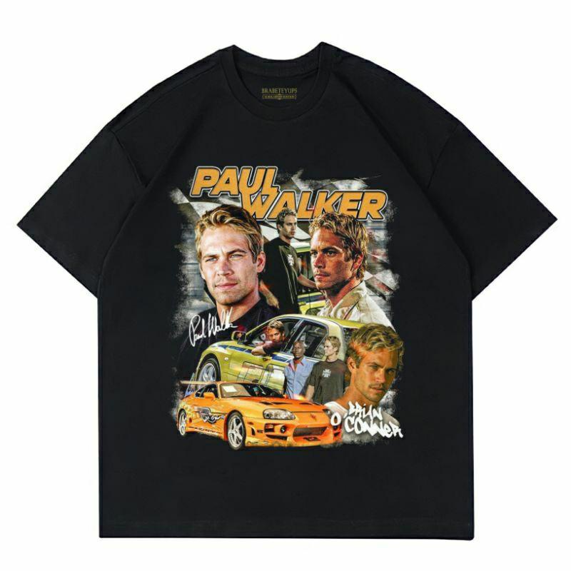 การออกแบบเดิมPaul walker เสื้อยืด - paul walker fast AND furious fast &amp; furious furious สีดํา