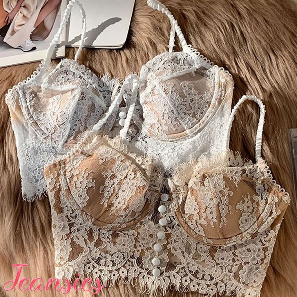 บราเล็ตบราลูกไม้สายเดี่ยว งานลูกไม้พรีเมี่ยม มีฟองน้ำไม่บาง ชั้นใน