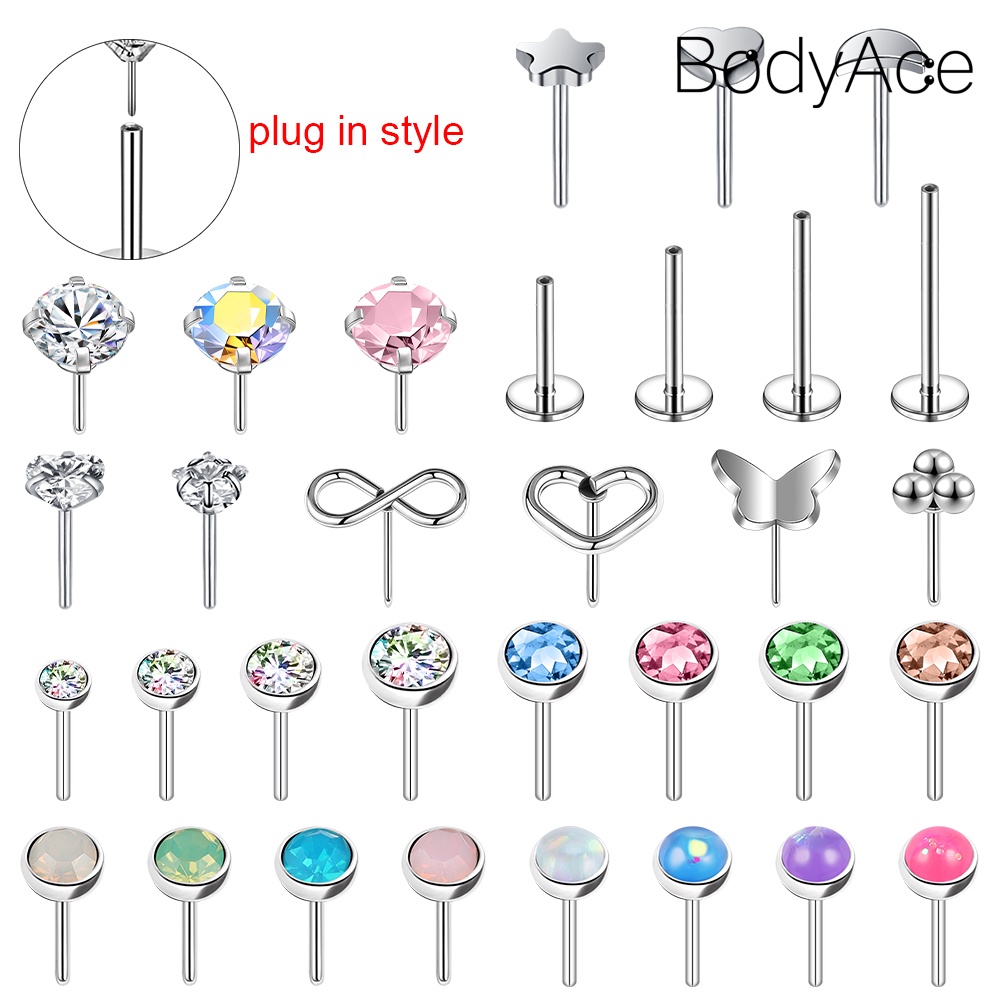 Bodyace 1 ชิ้น สเตนเลส ต่างหูสตั๊ด เปลี่ยน ลิปสตั๊ด อุปกรณ์เสริม เสียบออกแบบ ลิปสตั๊ด คริสตัล เครื่องประดับ อุปกรณ์เสริม
