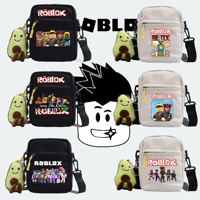 Roblox กระเป๋าสะพายไหล่ ผ้าแคนวาส ขนาดเล็ก พิมพ์ลายการ์ตูนอนิเมะเกม น่ารัก สําหรับเด็ก