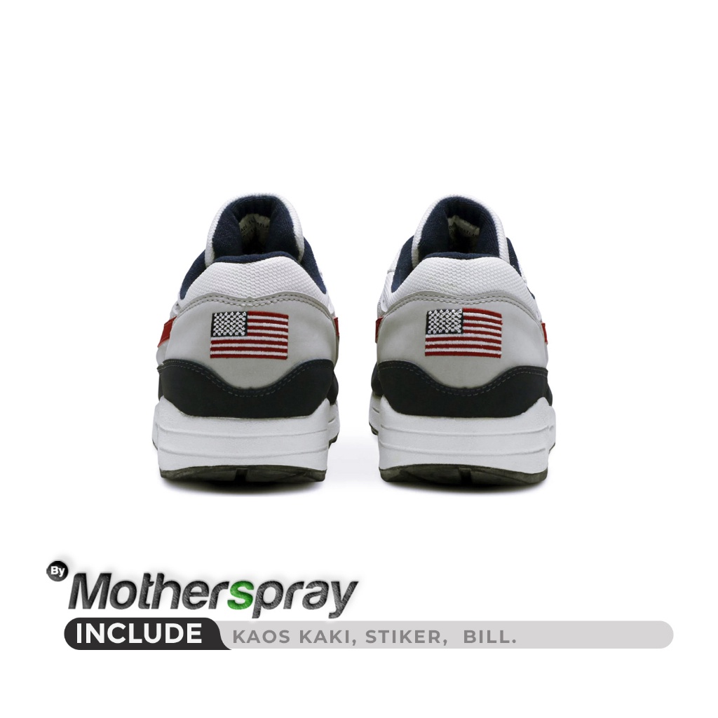 Nike Air Max 1 Patriot USA Black White Red Sepatu