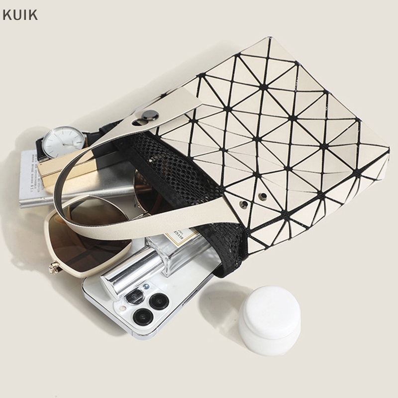 Kuik ใหม่ กระเป๋าสะพายไหล่ ทรงโท้ท ขนาดใหญ่ จุของได้เยอะ ลายเรขาคณิต แฟชั่นสําหรับสตรี