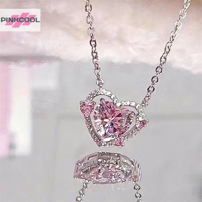 Pinkcool ขายดี ต่างหู จี้รูปหัวใจ สีชมพู แฟชั่น สําหรับผู้หญิง Y2K