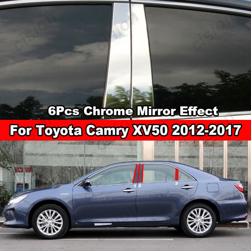 ฝาครอบเสากลางประตูรถยนต์ สเตนเลส อุปกรณ์เสริม สําหรับ Toyota Camry XV50 2012-2017 6 ชิ้น