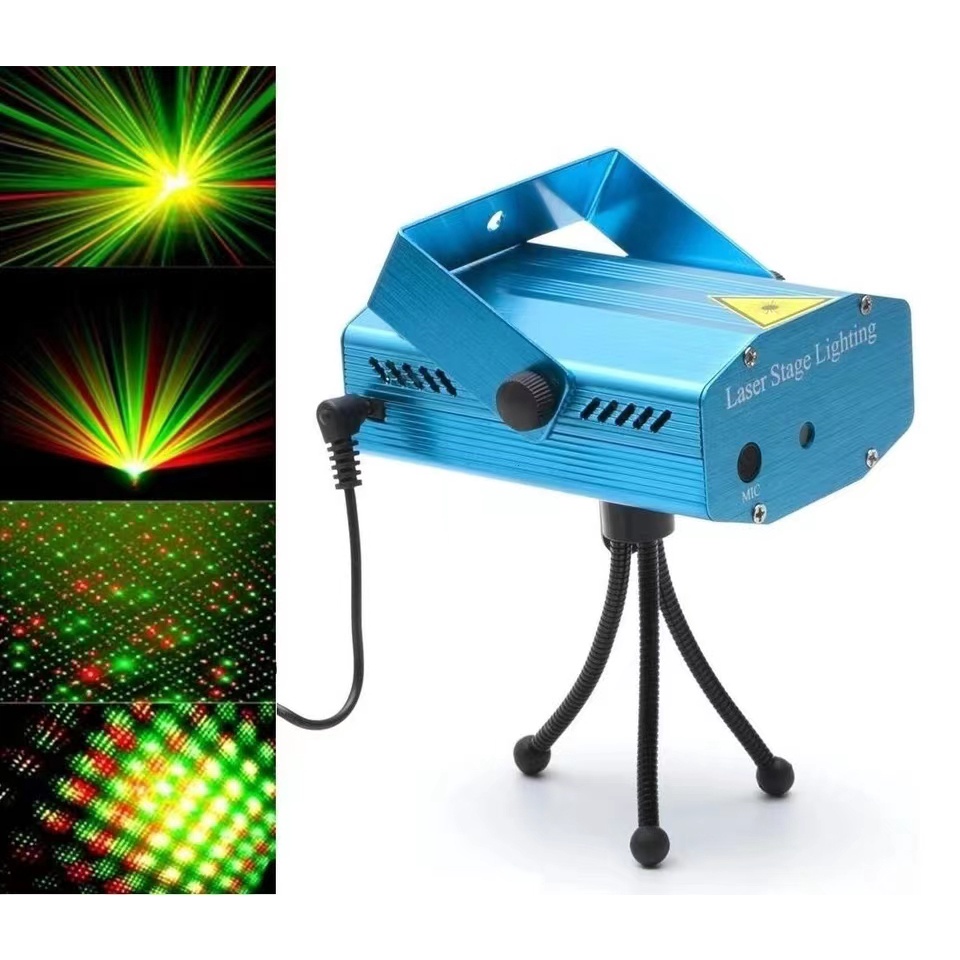 Mini Laser Stage Lighting ไฟเลเซอร์ ไฟดิสโก้ ไฟเธค กระพริบตามจังหวะเพลง เสียงตามจังหวะ (LS00004)
