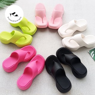 รองเท้าแฟชั่นผู้หญิง พื้นสูง2นิ้ว แบบหูคีบ พื้นนุ่มวัสดุEVA …