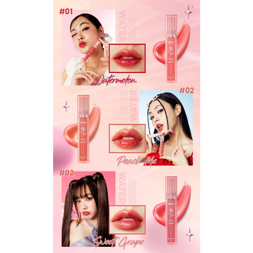 Mille Rose Water Bluring Tint 4.2g มิลเล่ ลิปทินท์เนื้อบางเบาดุจน้ำ ราคา ถูกที่สุด ดีลบีเคเค แกลเลอรีภาพที่ 3