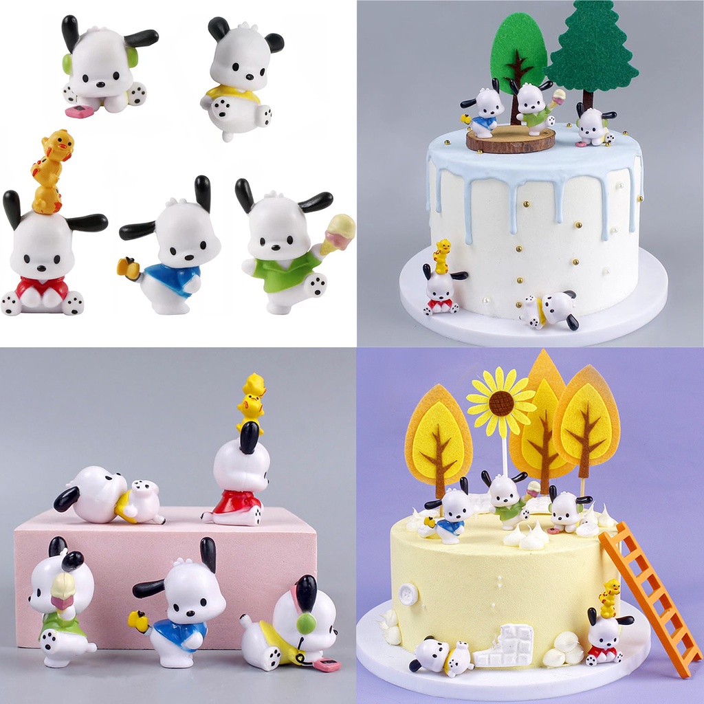 โมเดลฟิกเกอร์ การ์ตูนอนิเมะ Pachacco แฮนด์เมด DIY สําหรับตกแต่งเค้ก ของขวัญวันเกิดเด็ก 5 ชิ้น ต่อชุด