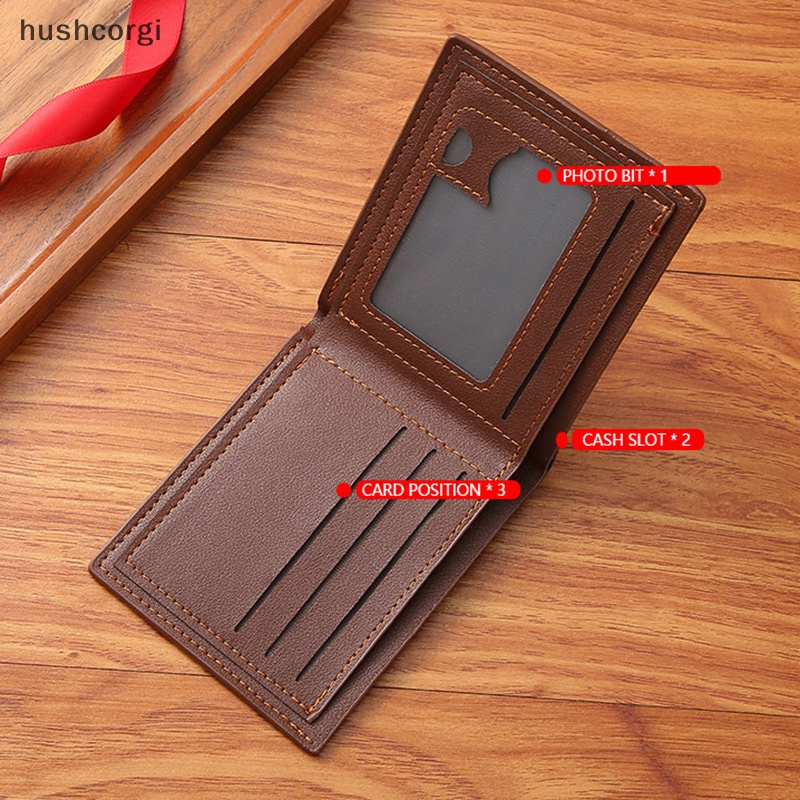 [hushcorgi] ใหม่ กระเป๋าสตางค์ ใบสั้น หนัง PU สไตล์วินเทจ ใส่บัตรประจําตัวประชาชน เปลี่ยนเงินได้ ความจุขนาดใหญ่ สําหรับผู้ชาย พร้อมส่ง