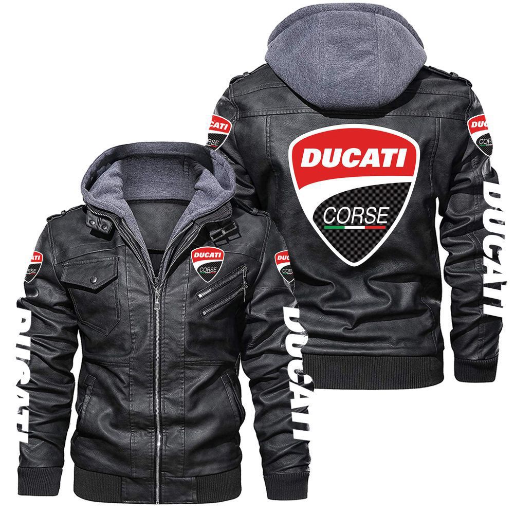 เสื้อแจ็กเก็ตหนัง มีฮู้ด สําหรับขี่รถจักรยานยนต์ Ducati F1