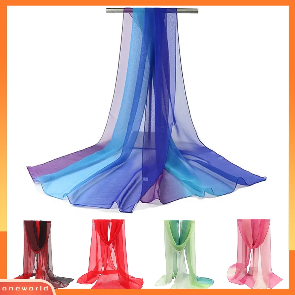 [ONE] ผ้าคลุมไหล่ ผ้าพันคอ ผ้าชีฟอง แบบบางพิเศษ ทรงสี่เหลี่ยมผืนผ้า ไล่โทนสี แฟชั่นฤดูร้อน