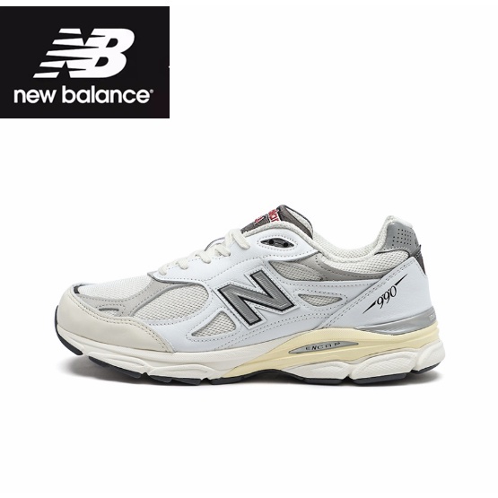 รองเท้ากีฬาของแท้100% New Balance 990 v3 “Taddy Made” White sports shoes