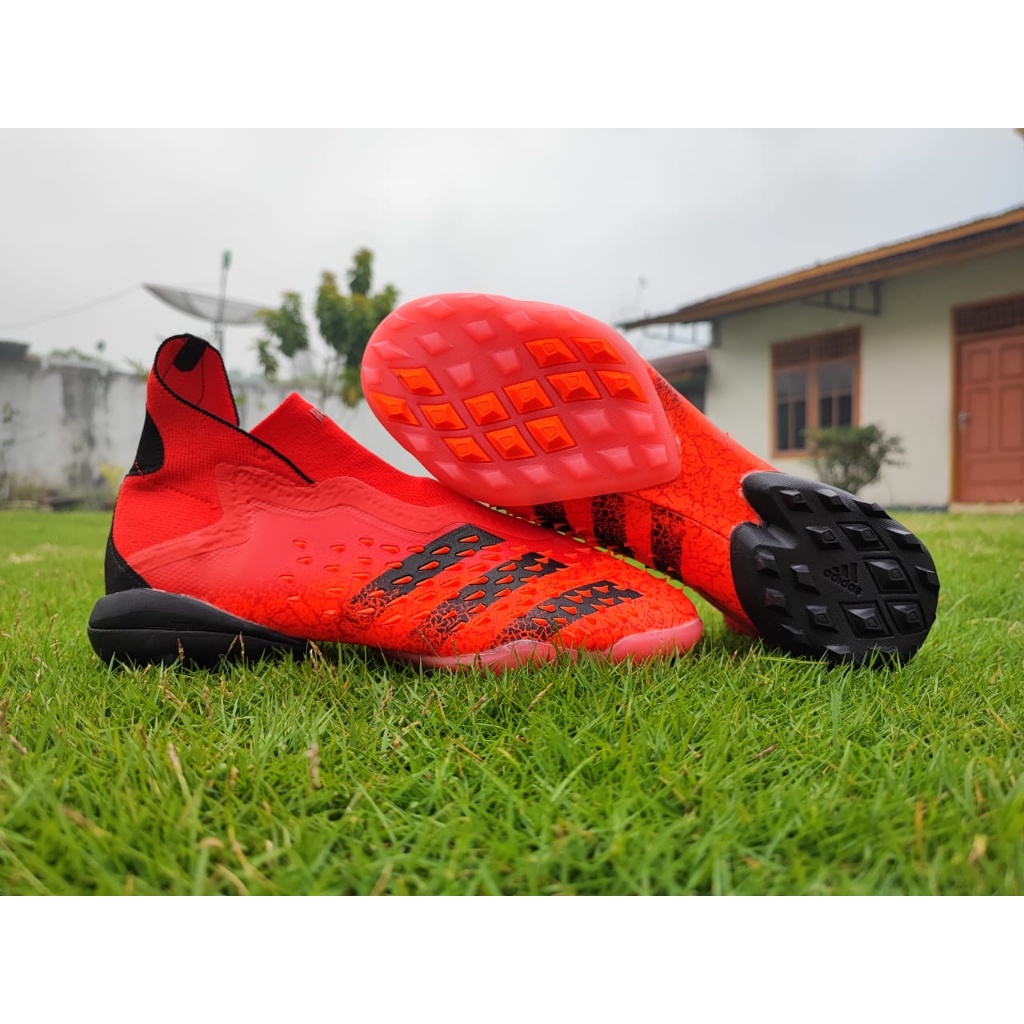 สันทนาการ Adidas Predator Freak Futsal Shoes + laceless TF turf mini soccer cleat - Red Core Black