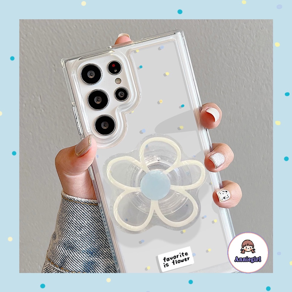เคสโทรศัพท์มือถือแบบใส กันกระแทก ลายดอกไม้ พร้อมขาตั้ง เรียบง่าย สําหรับ SAMSUNG S24 Ultra S21 S22 S23 S24 Plus A12 M12 A13 A54 A53-5G A50 A50s A30s S21 FE