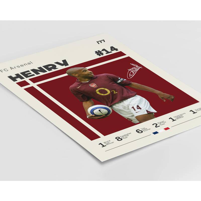 โปสเตอร์ผ้าใบ พิมพ์ลายฟุตบอล Thierry Henry FC Arsenal เหมาะกับของขวัญ สําหรับแฟนคลับ ตกแต่งผนัง