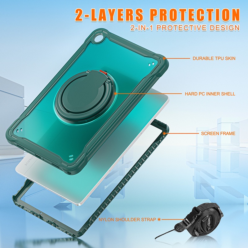 เคสแท็บเล็ต กันกระแทก ป้องกันเต็มเครื่อง 360 องศา สําหรับ Samsung Tab A9 8.7 นิ้ว X110 A9+ A9 Plus 11 นิ้ว X210° ฝาครอบมือจับ แบบหมุนได้ - รูปที่ 2