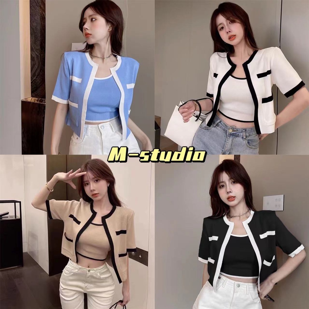 Maze*พร้อมส่ง*เสื้อไหมพรมสไตล์เกาหลีมาเป็นเซ็ทเหมาะกับสาวออฟฟิศ น่ารักมาก(3031-1,3031-2)