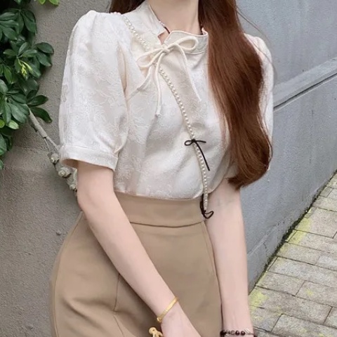 เสื้อเชิ้ตกี่เพ้า แขนสั้น สไตล์จีนย้อนยุค แฟชั่นฤดูร้อน สําหรับผู้หญิง - รูปที่ 3