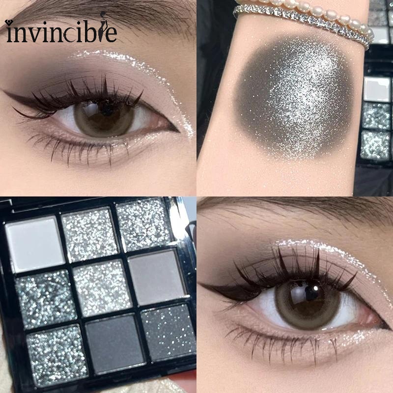 พาเลทอายแชโดว์ เนื้อแมตต์ กลิตเตอร์ กันน้ํา สีดํา 9 สี
