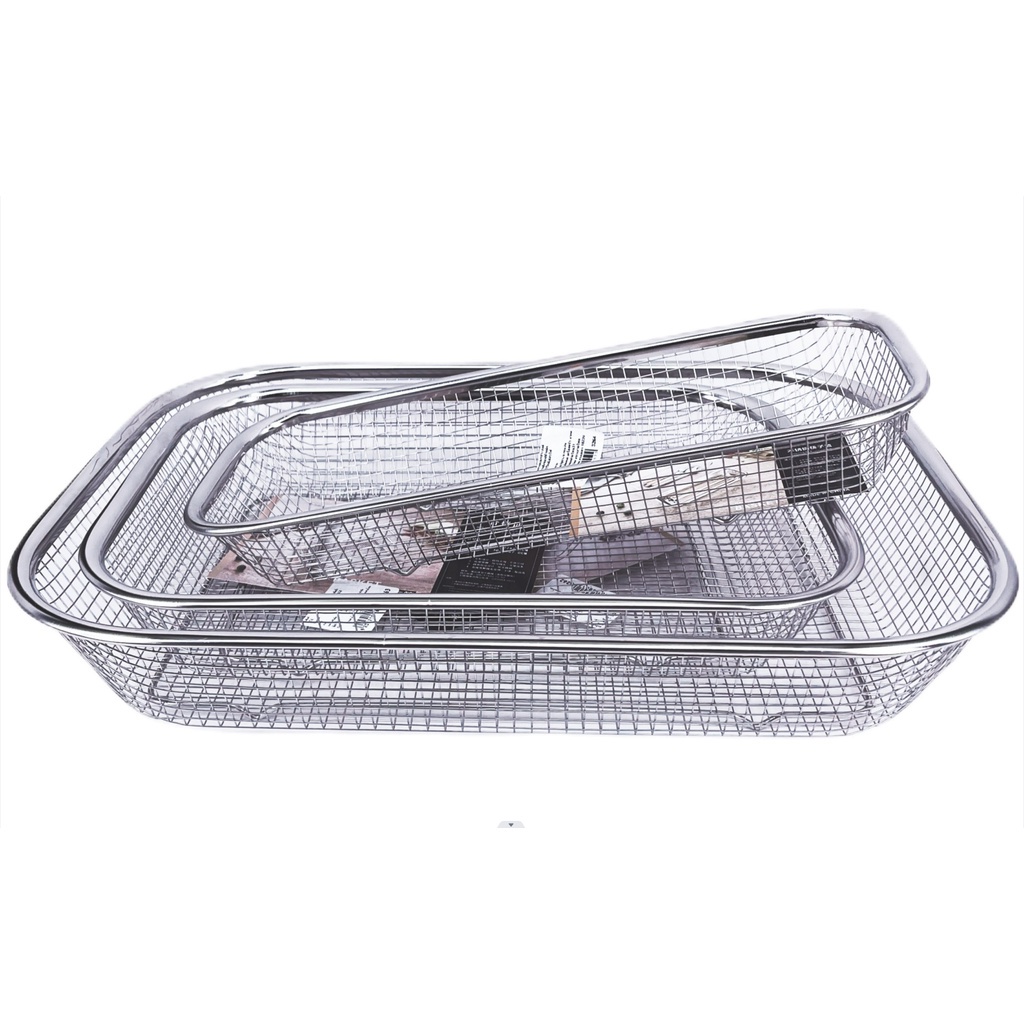 ตะกร้าสแตนเลส ตะกร้าล้างผัก ล้างผลไม้ สแตนเลส มีหลายไซส์ให้เลือกสรรค์ ตะแกรงล้างผัก สี่เหลี่ยม ตะกร้าใส่ของ