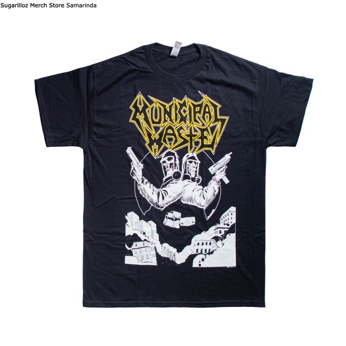 ดูดีนี่ คอลูกเรือเสื้อยืดคอกลมเสื้อยืด พิมพ์ลาย MUNICIPAL WASTE - Toxic Twins - Mผ้าฝ้ายแท้