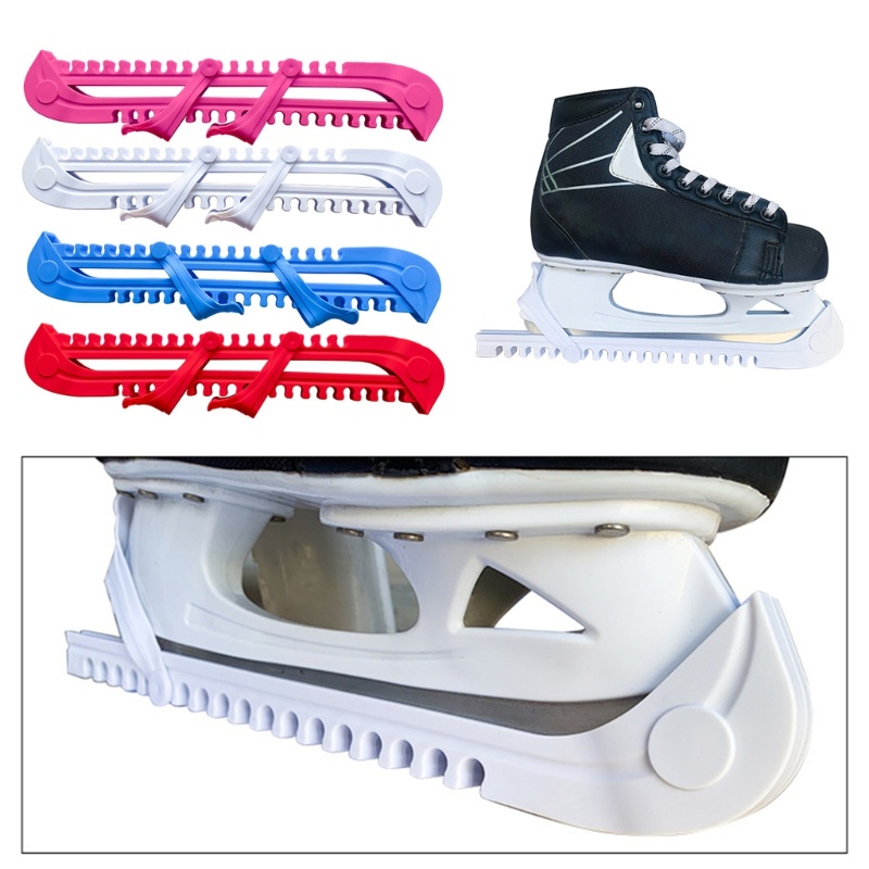 Super 2 ชิ้น Ice Skate Blade Cover Skate Blade Guards พร้อมหัวเข็มขัดปรับได้สําหรับฮอกกี้