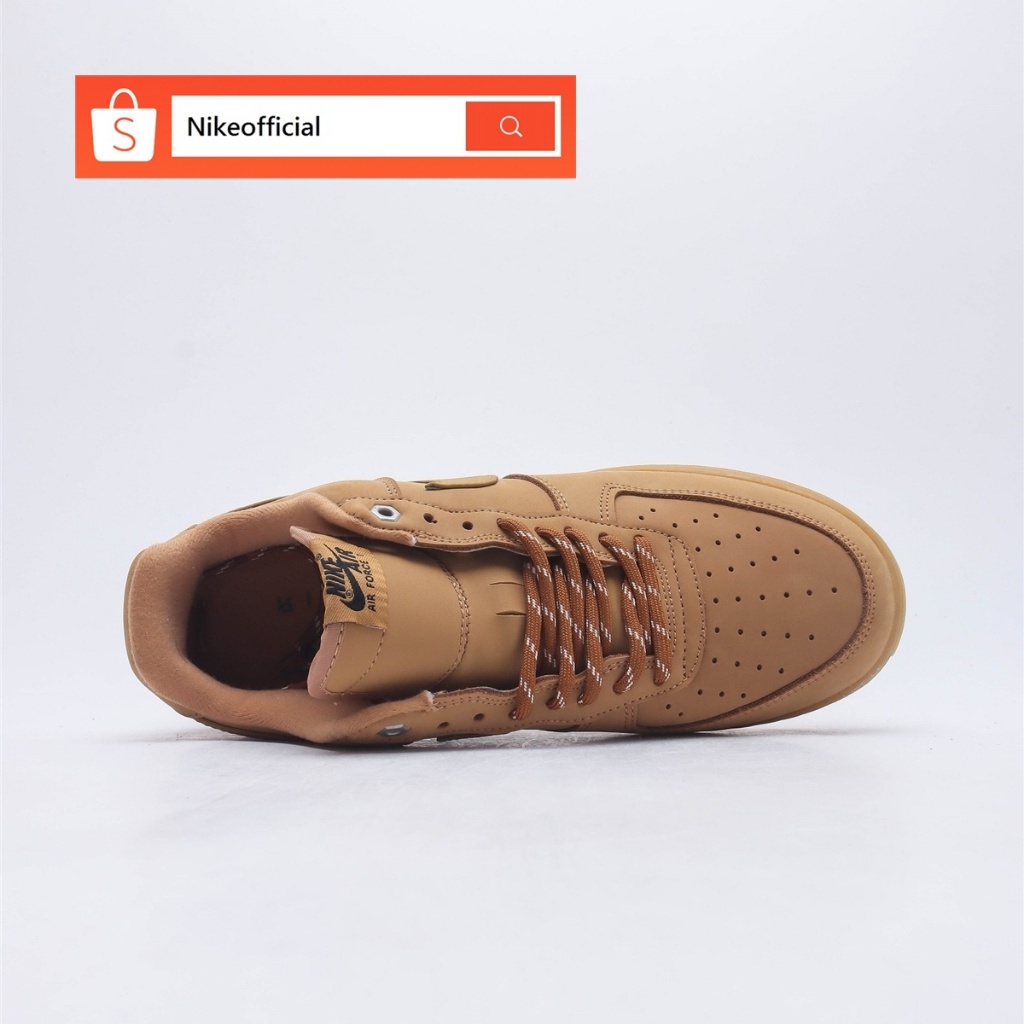 nike Nike Air Force 1 '07 WB ผ้าใบสีน้ำตาลของแท้ 100% สำหรับผู้หญิงและผู้ชาย  leisure and ea รองเท้